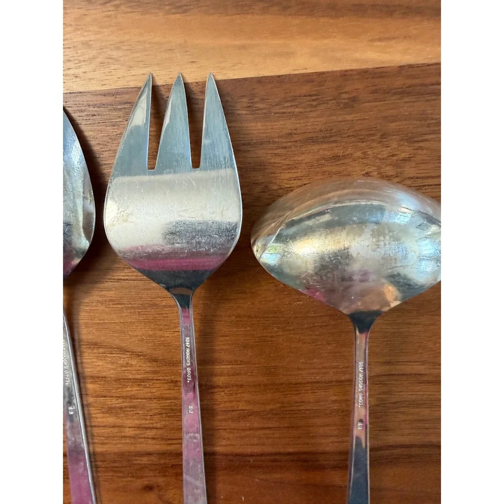 1847 Rogers Bros Silver Lace Silverplate Serving Set 6pc Silver Floral Scroll